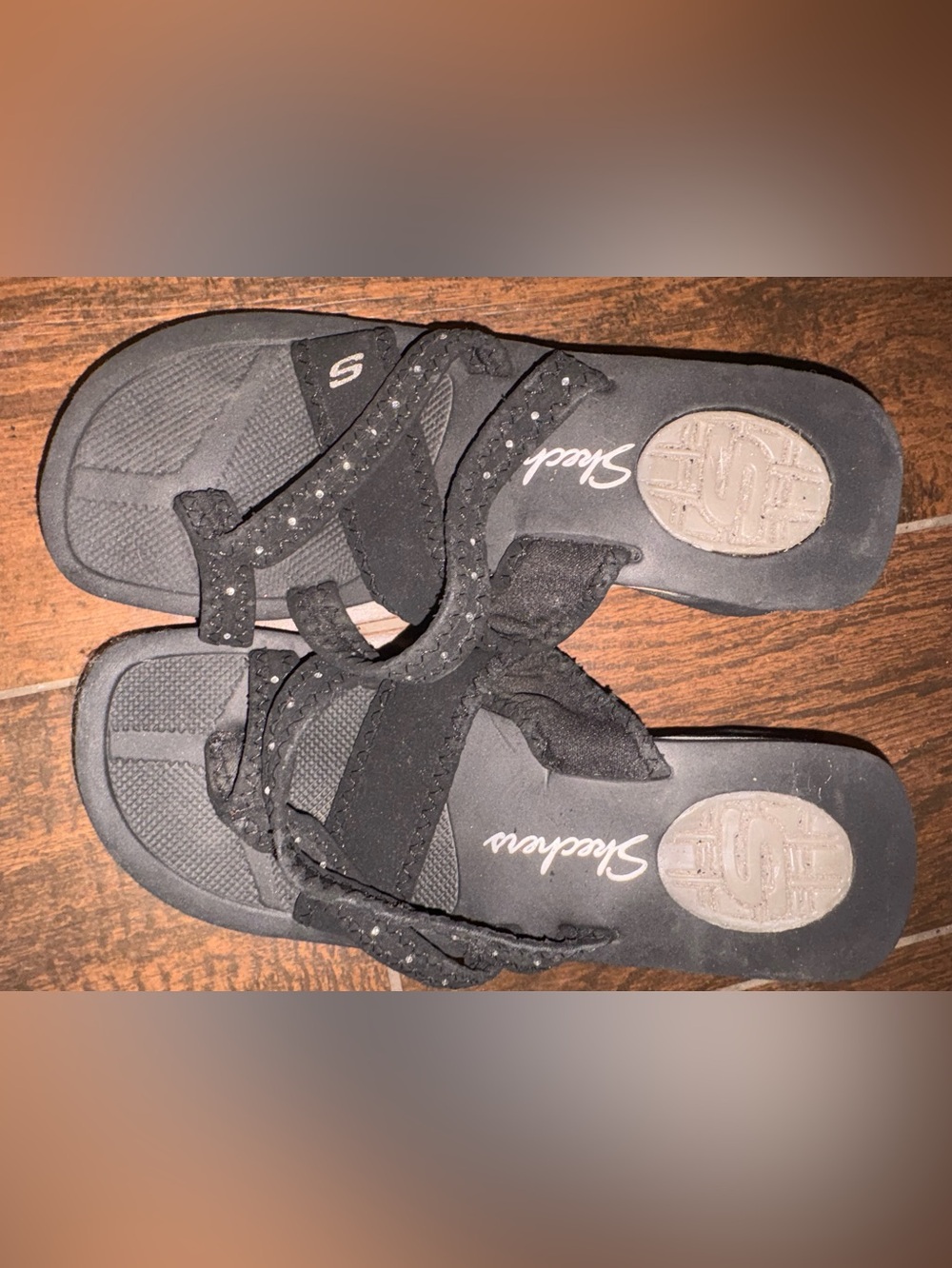 Skechers Women’s Black Strappy Slide Sandals